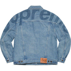 Supreme Inset Logo Denim Trucker Jacket Blue