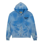 Gallery Dept. Sunfaded English Logo Zip Up Hoodie Blue
