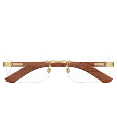 Cartier Eyewear CT0513O-002 Transparent Gold Brown Rimless Sunglasses