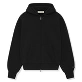 Fear Of God Essentials Classic Fleece Jet Black Zip-Up Hoodie (SS25)