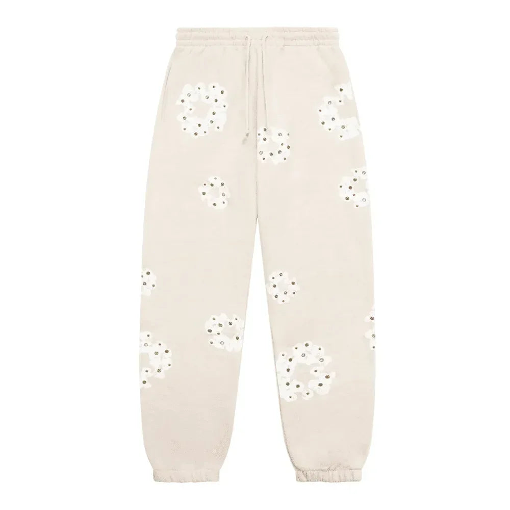 Denim Tears Rhinestone Cotton Wreath Sweatpants Oatmeal
