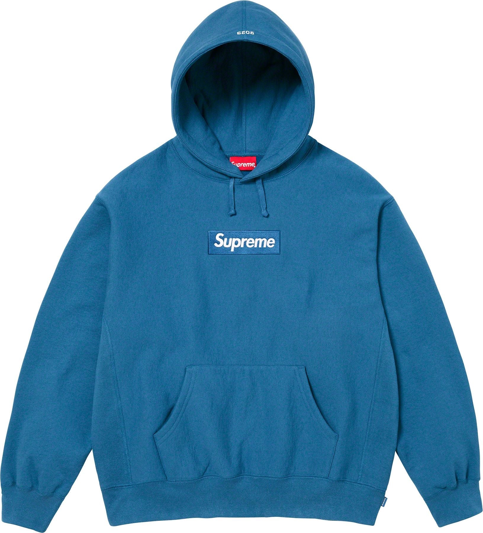 Supreme Box Logo Hooded Sweatshirt Blue FW23