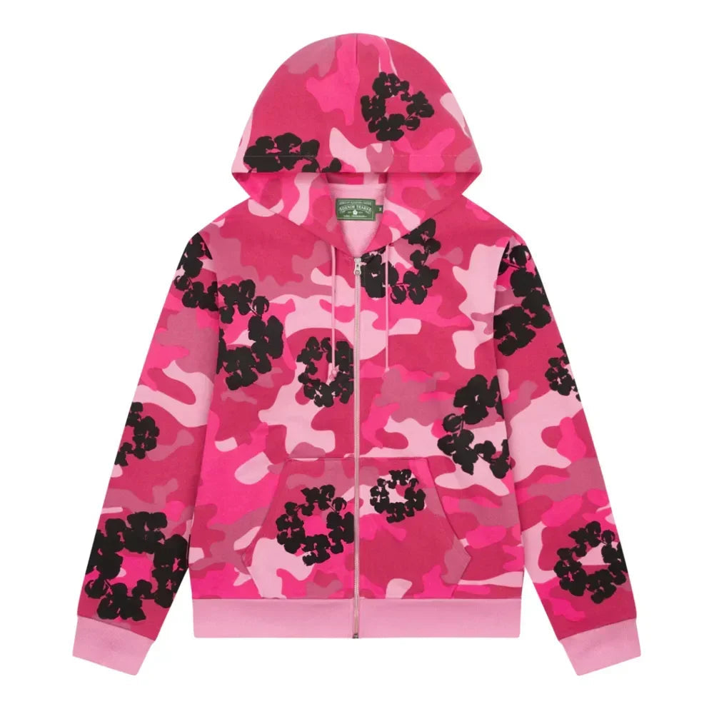 Denim Tears The Cotton Wreath Zip Sweatshirt Pink Camo