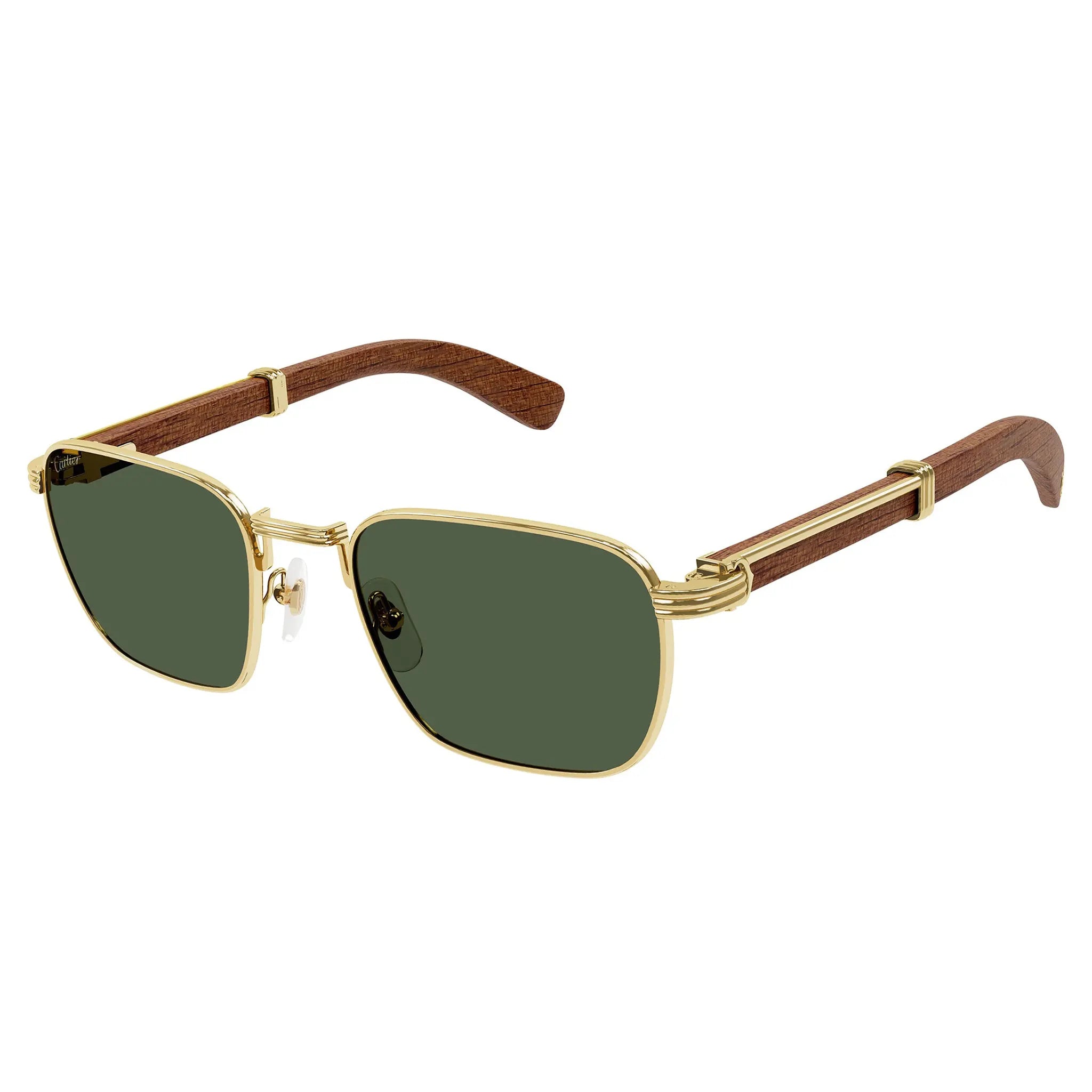 Cartier Eyewear CT0363S-002 Gold Green Brown Rimless Sunglasses