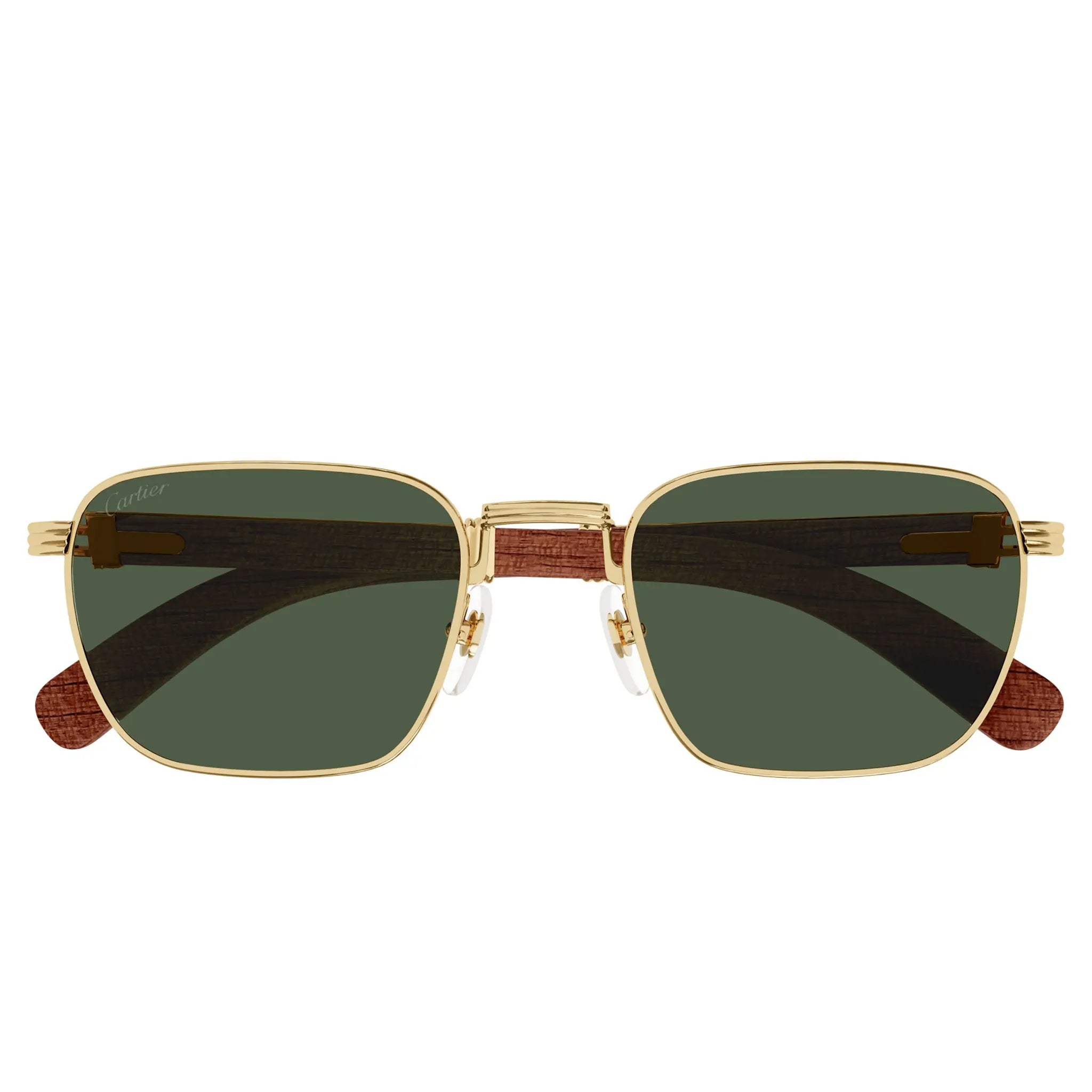 Cartier Eyewear CT0363S-002 Gold Green Brown Rimless Sunglasses