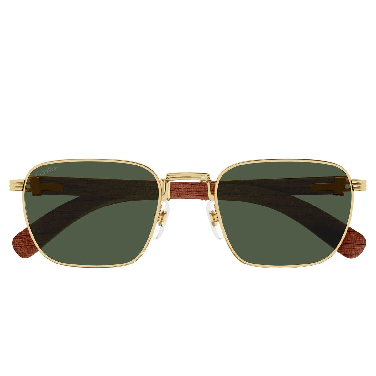 Cartier Eyewear CT0363S-002 Gold Green Brown Rimless Sunglasses