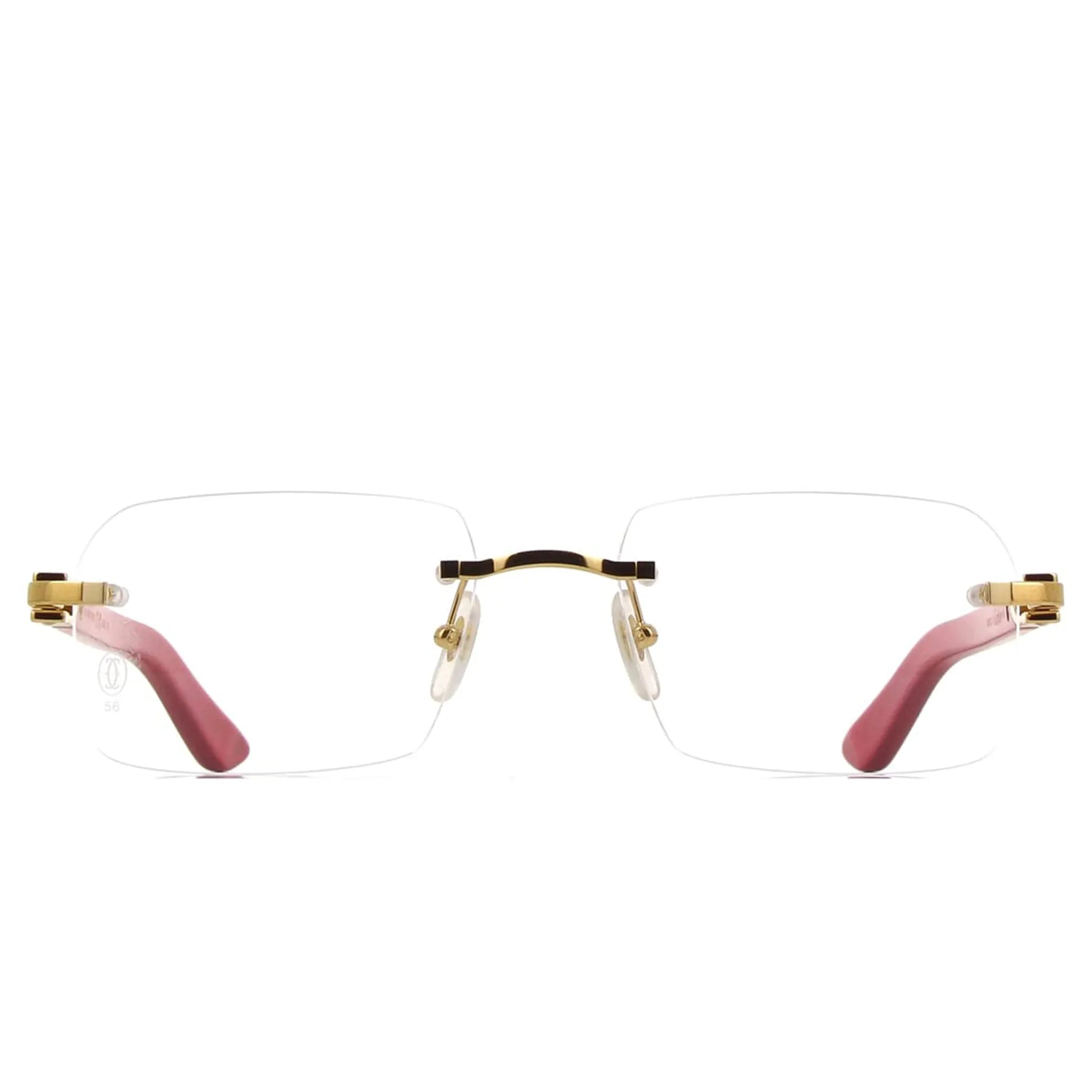 Cartier Eyewear CT0453O-003 Transparent Red Gold Rimless Sunglasses