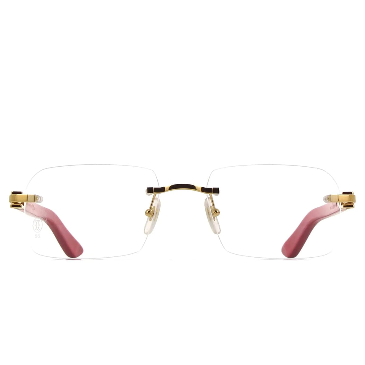 Cartier Eyewear CT0453O-003 Transparent Red Gold Rimless Sunglasses