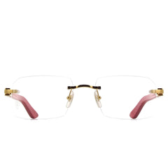 Cartier Eyewear CT0453O-003 Transparent Red Gold Rimless Sunglasses