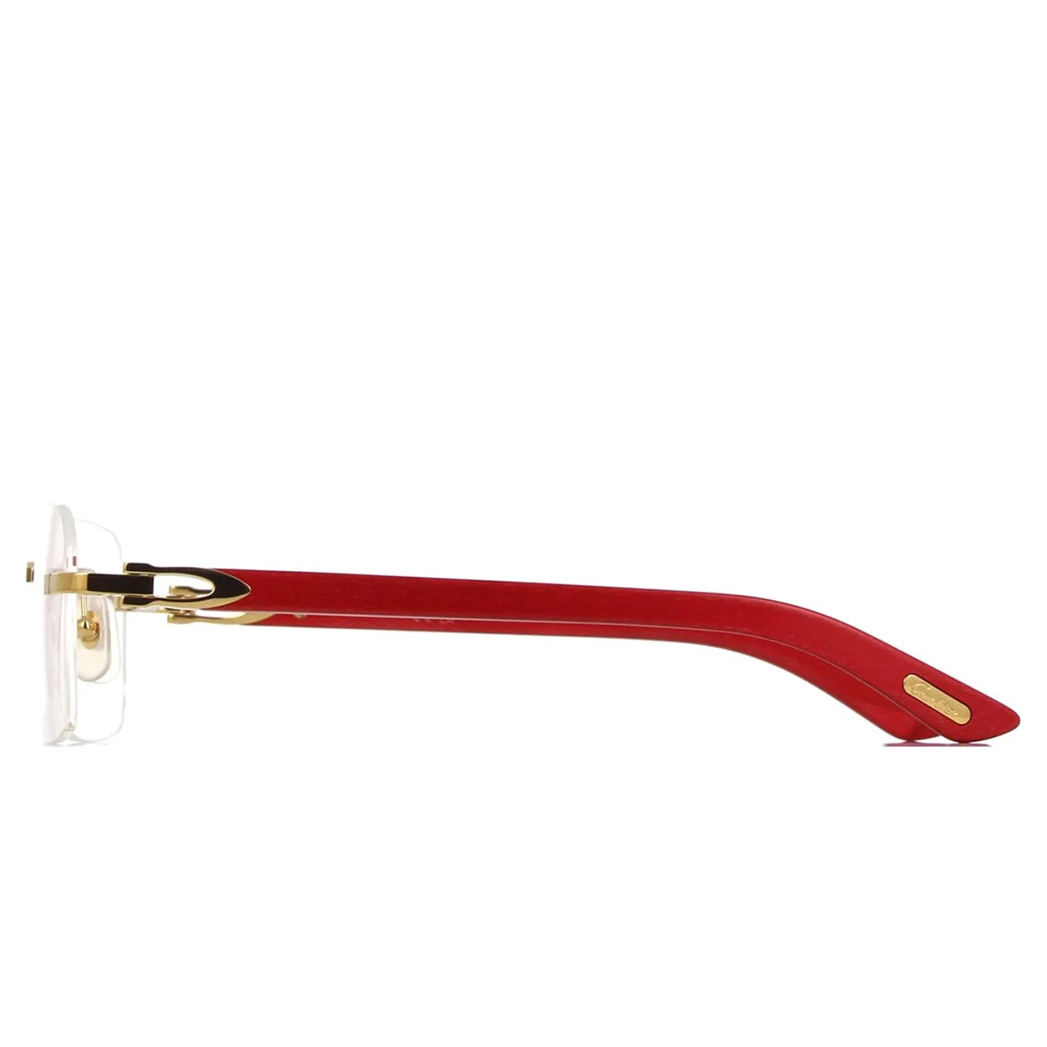 Cartier Eyewear CT0453O-003 Transparent Red Gold Rimless Sunglasses