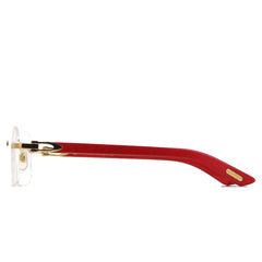 Cartier Eyewear CT0453O-003 Transparent Red Gold Rimless Sunglasses