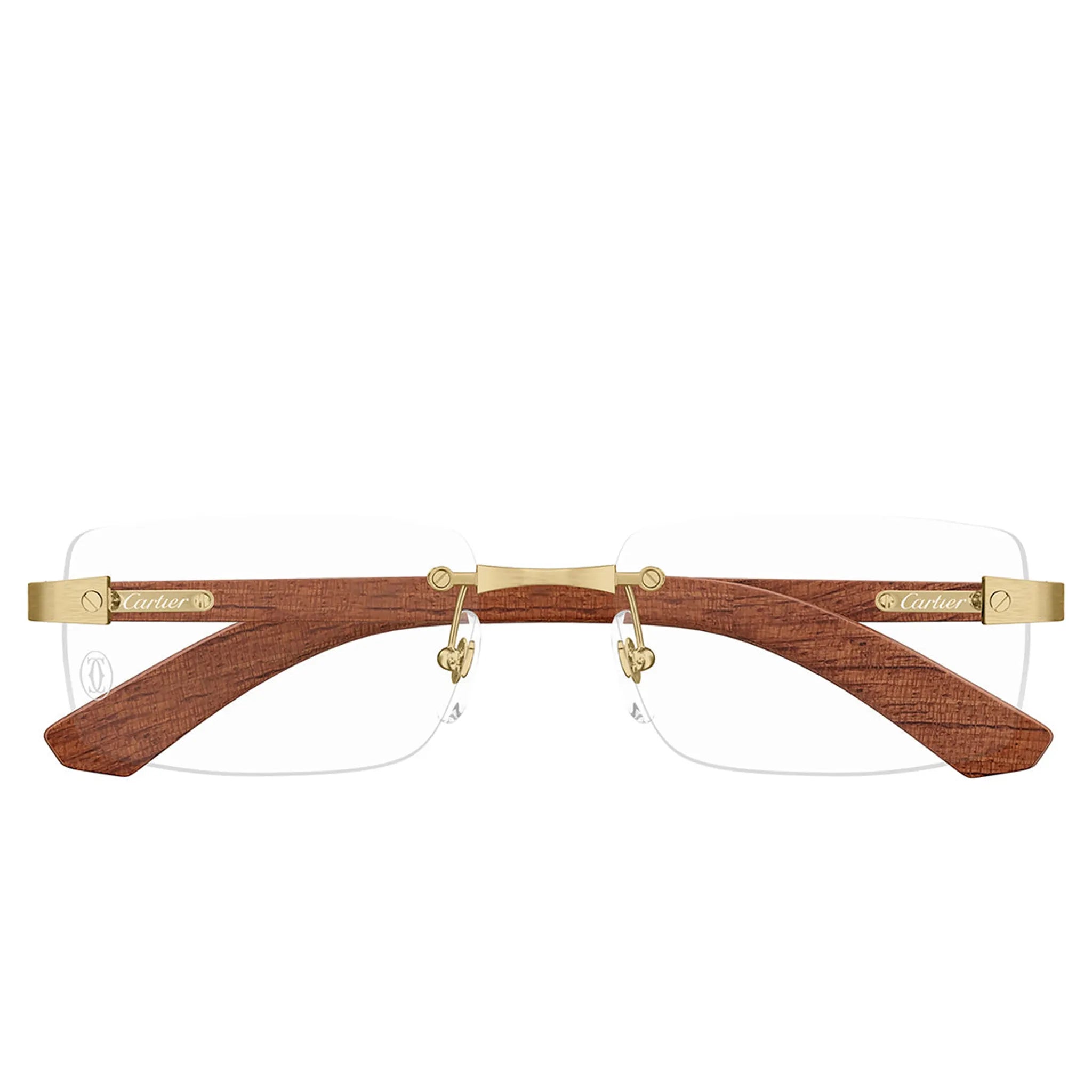 Cartier Eyewear CT0513O-002 Transparent Gold Brown Rimless Sunglasses