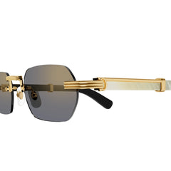 Cartier Eyewear Premiere CT0362S-003 Gold White Wood Rimless Sunglasses