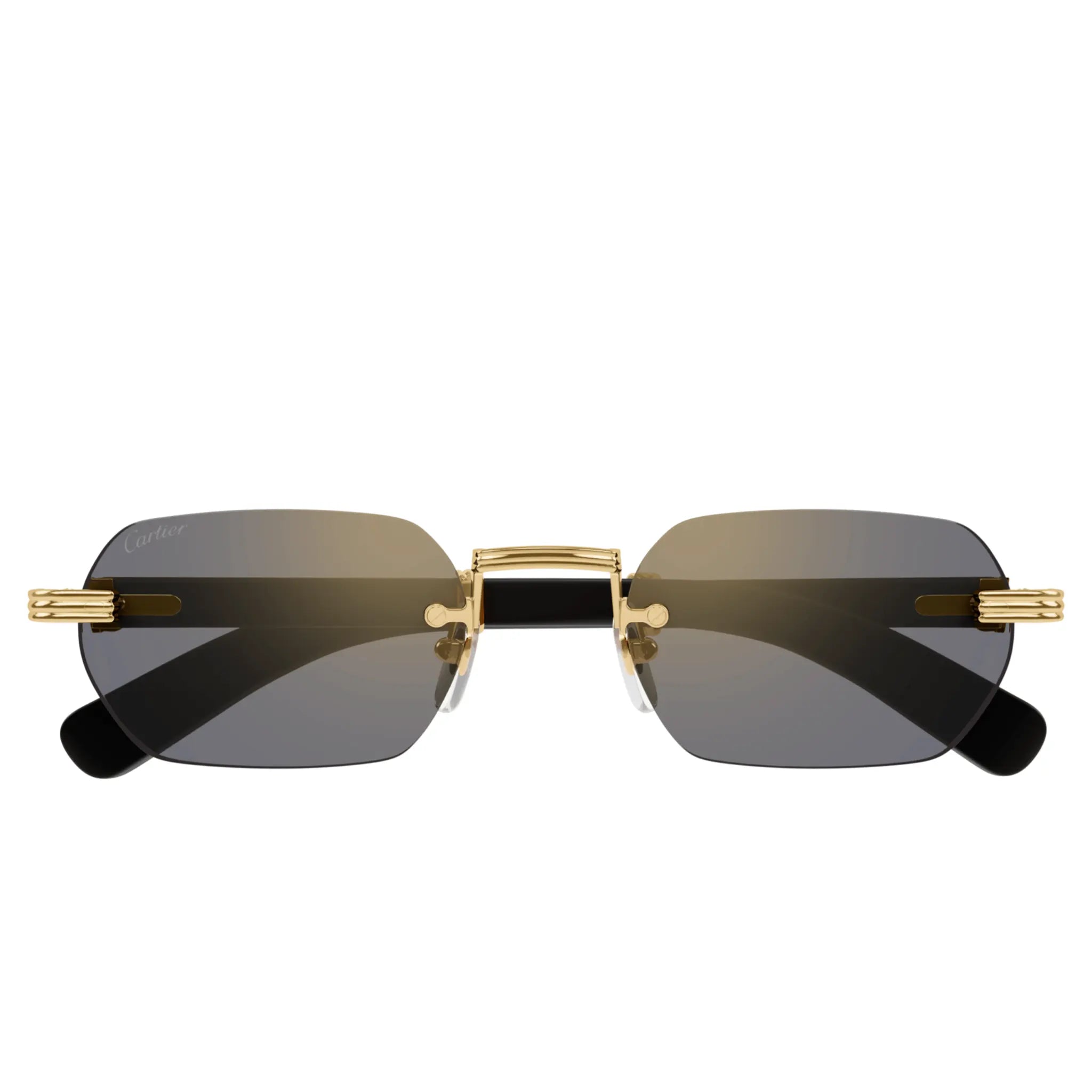 Cartier Eyewear Premiere CT0362S-003 Gold White Wood Rimless Sunglasses