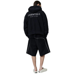Fear Of God Essentials Classic Fleece Jet Black Metalic Zip-Up Hoodie (SS25)