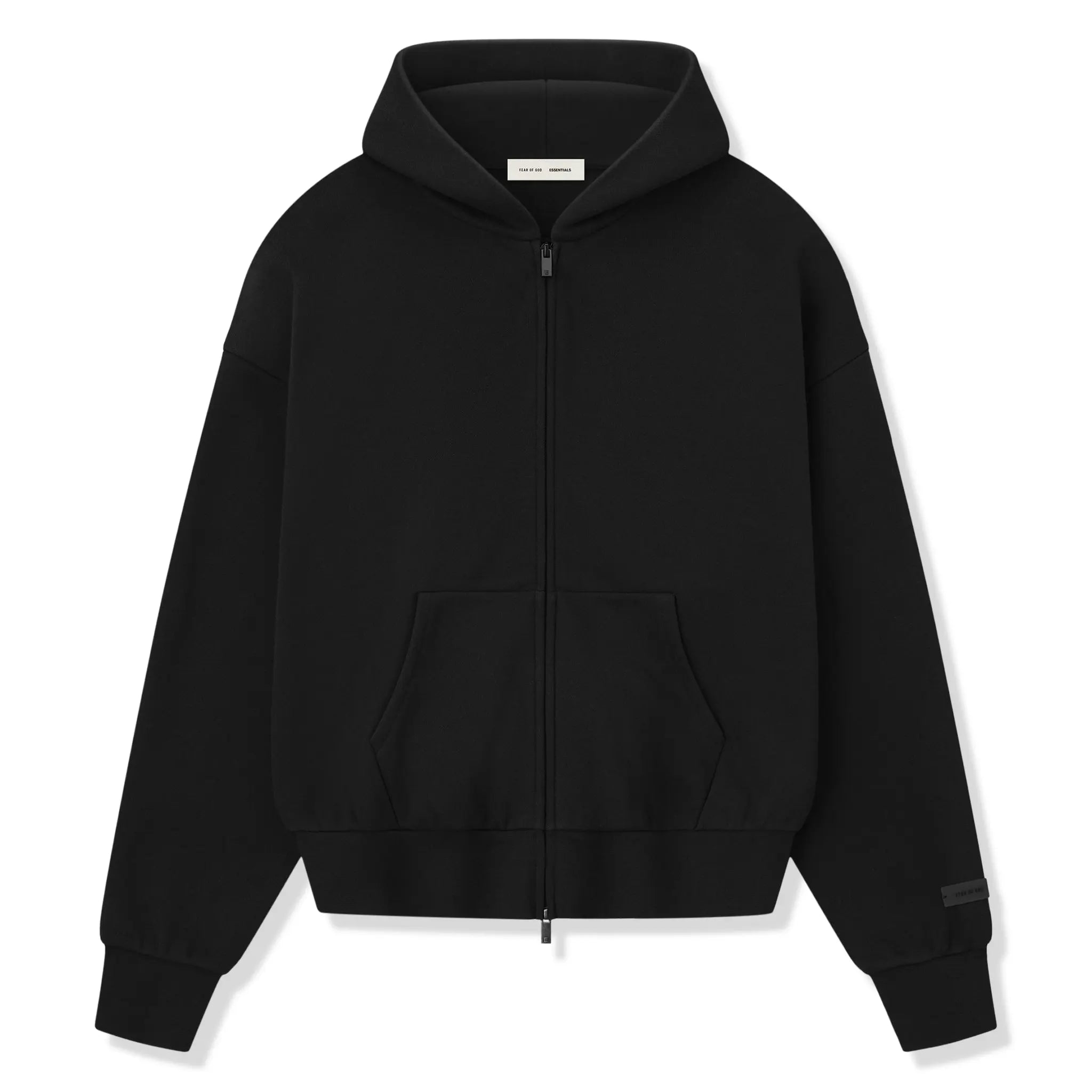 Fear Of God Essentials Classic Fleece Jet Black Metalic Zip-Up Hoodie (SS25)
