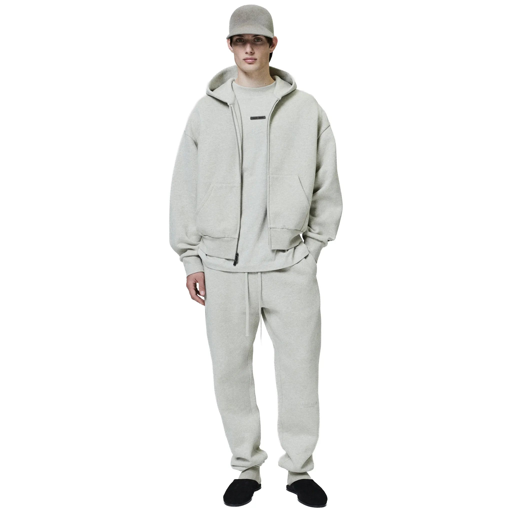 Fear Of God Essentials Classic Heather Stone Zip-Up Hoodie (SS25)