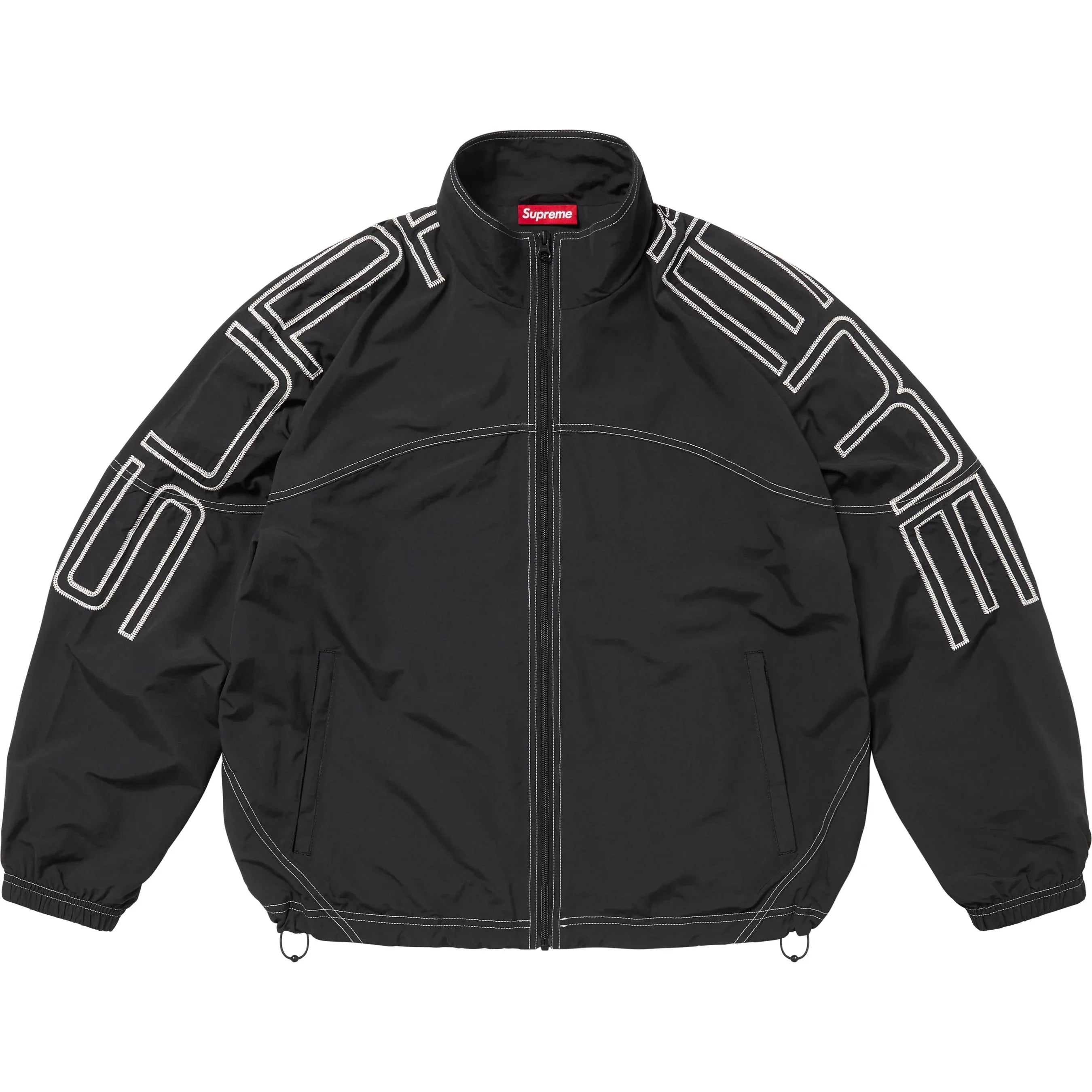 Supreme Spellout Embroidered Track Jacket Black