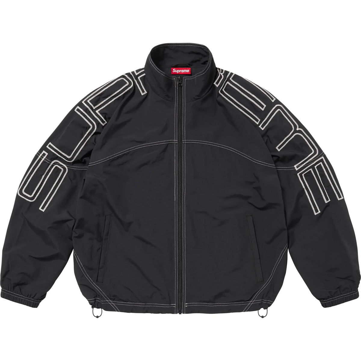 Supreme Spellout Embroidered Track Jacket Black