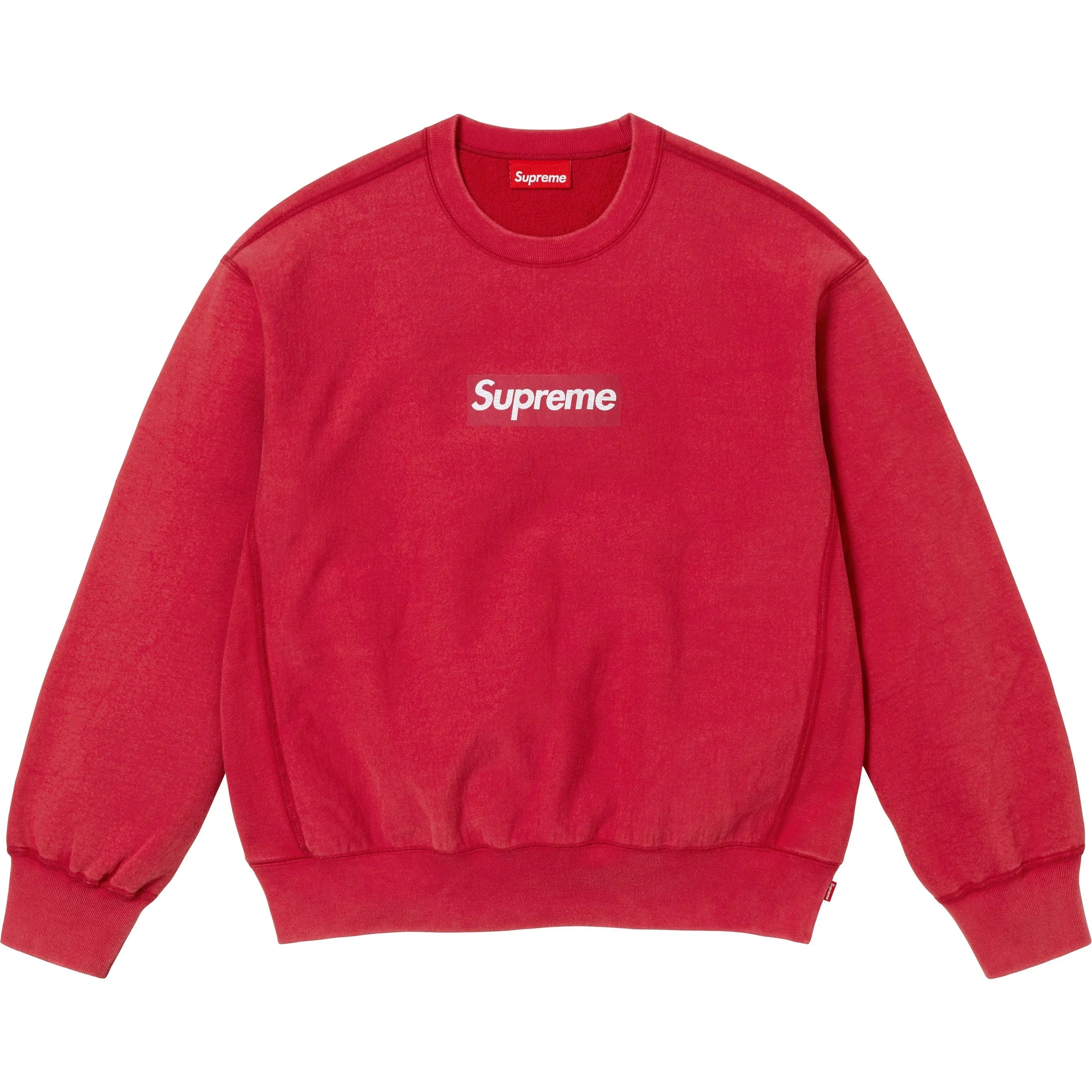 Supreme SS25 Washed Box Logo Crewneck Red